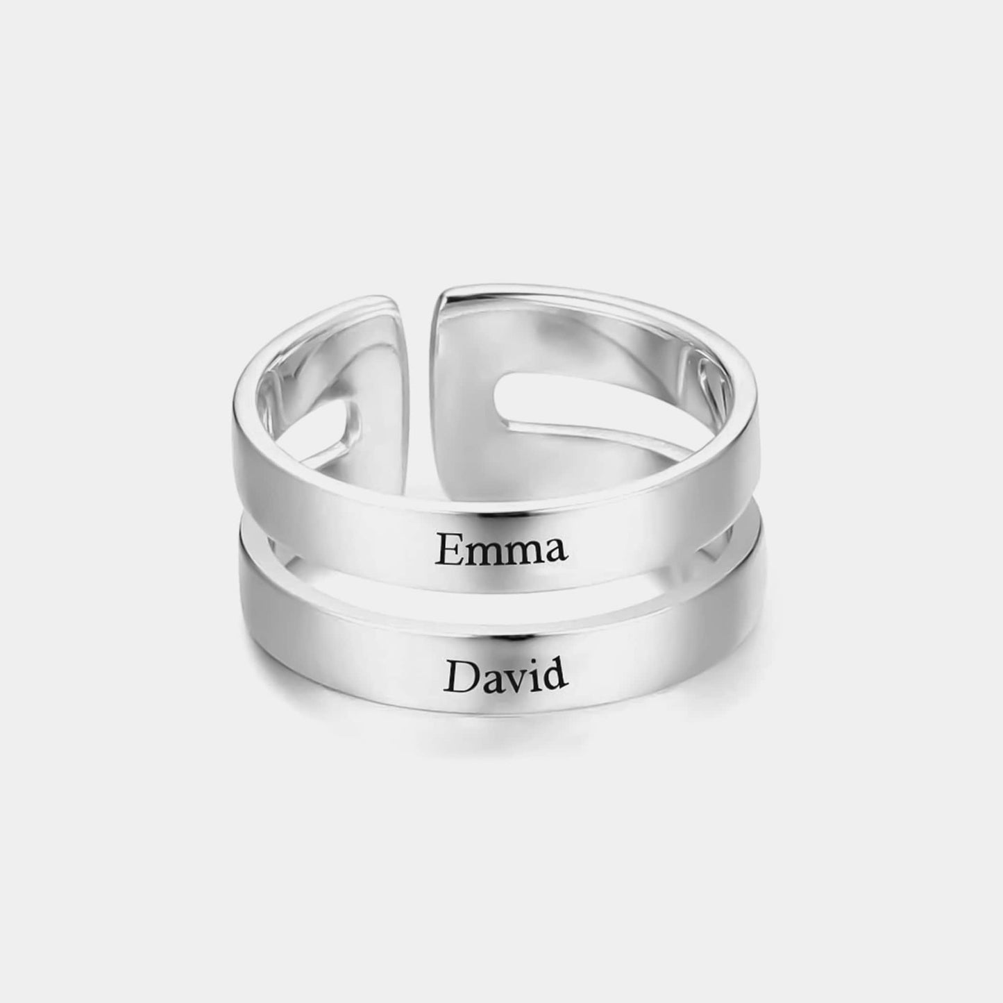 Anillo doble de plata con nombres