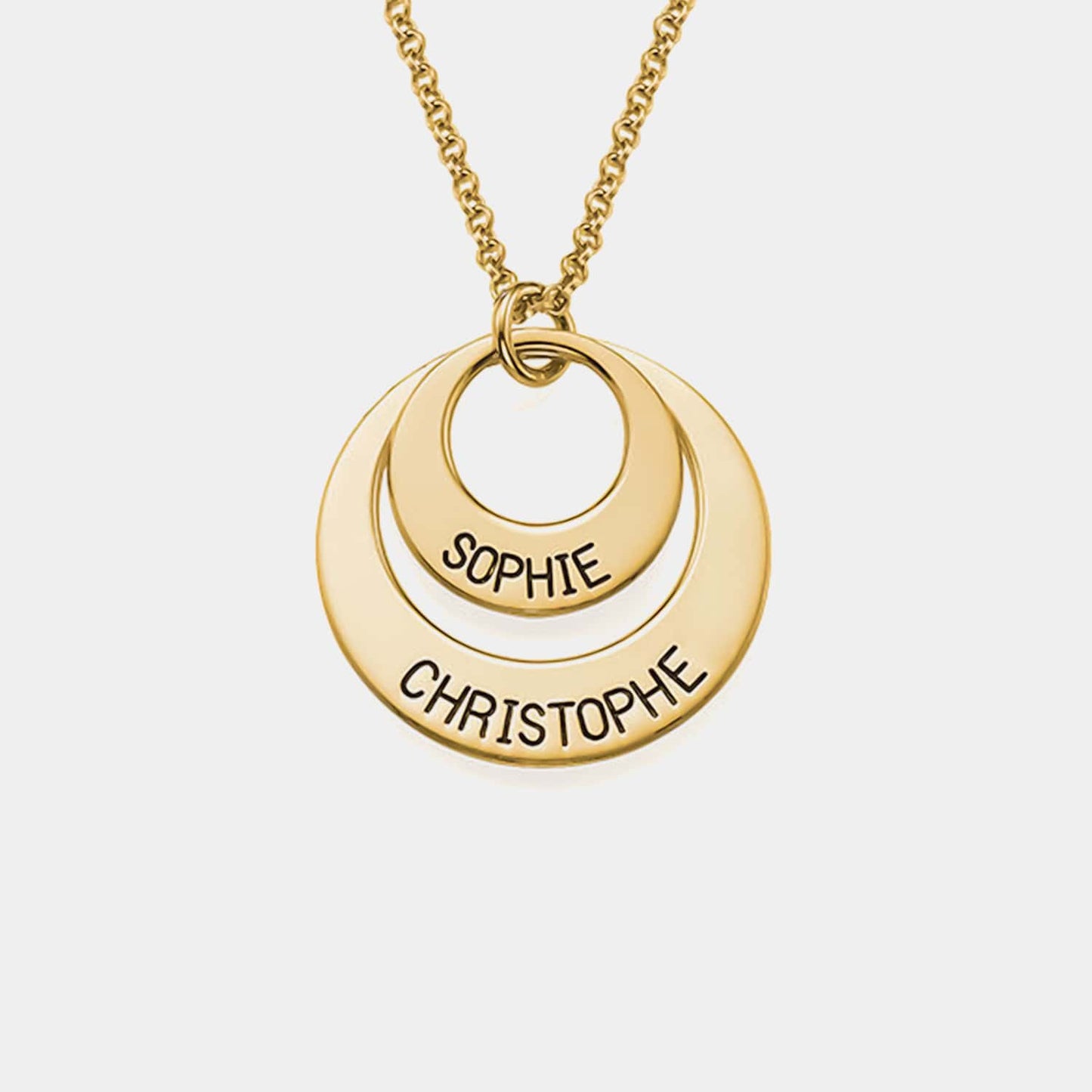 Collar de tres anillos de plata con nombres