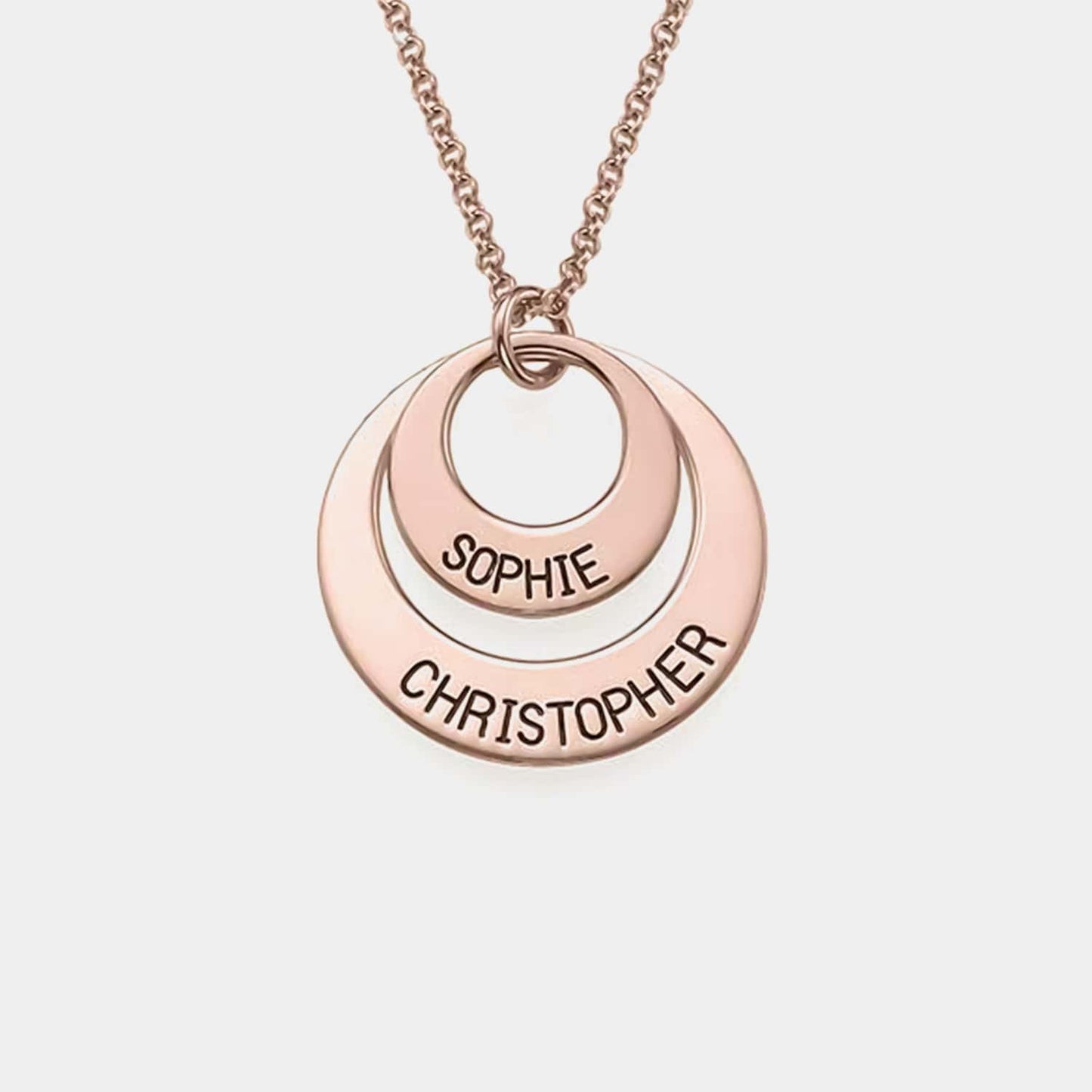 Collar de tres anillos de plata con nombres