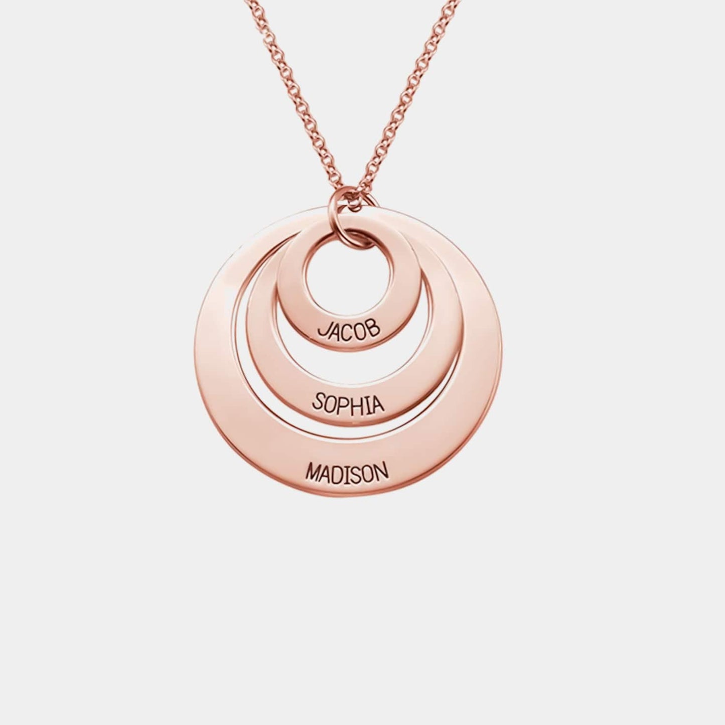 Collar de tres anillos de plata con nombres