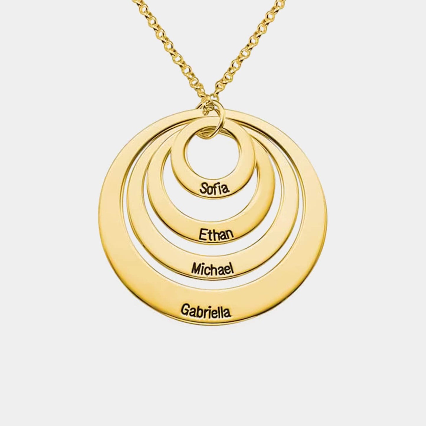 Collar de tres anillos de plata con nombres