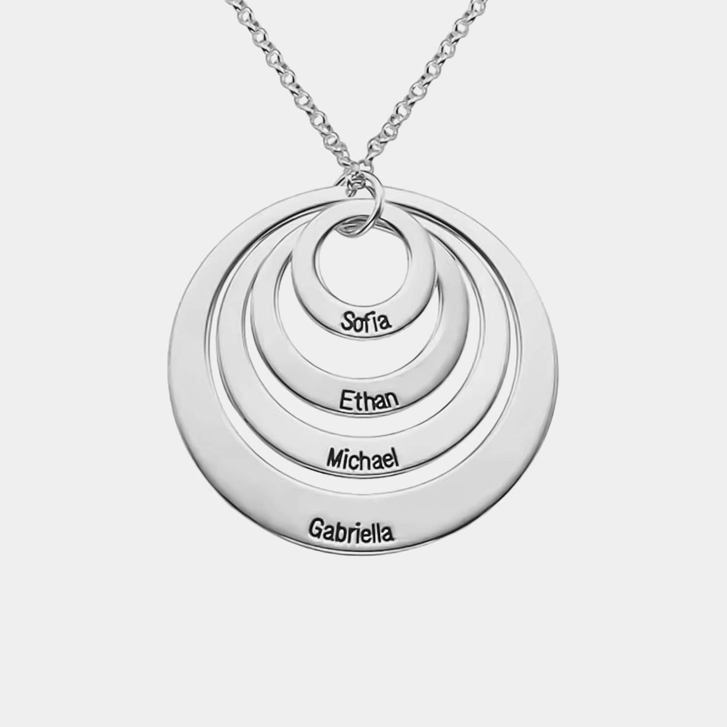 Collar de tres anillos de plata con nombres