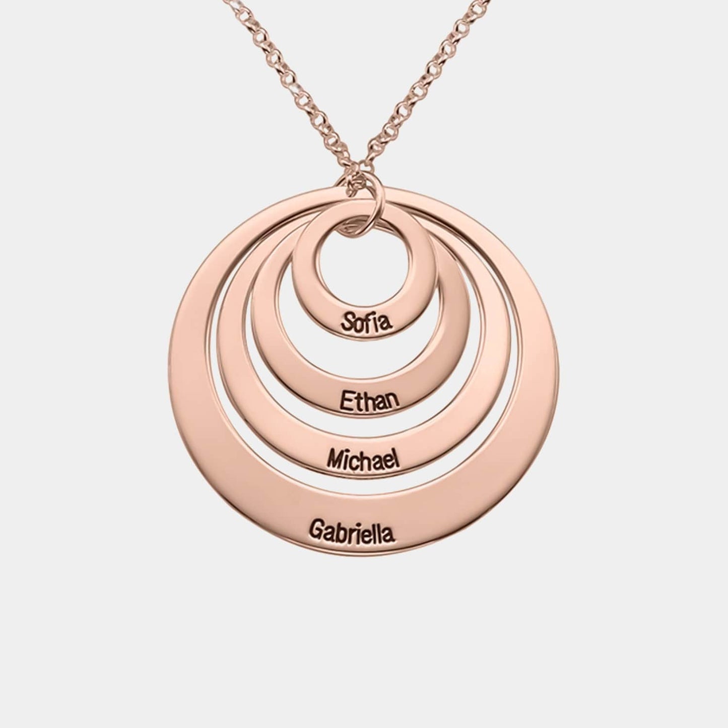 Collar de tres anillos de plata con nombres