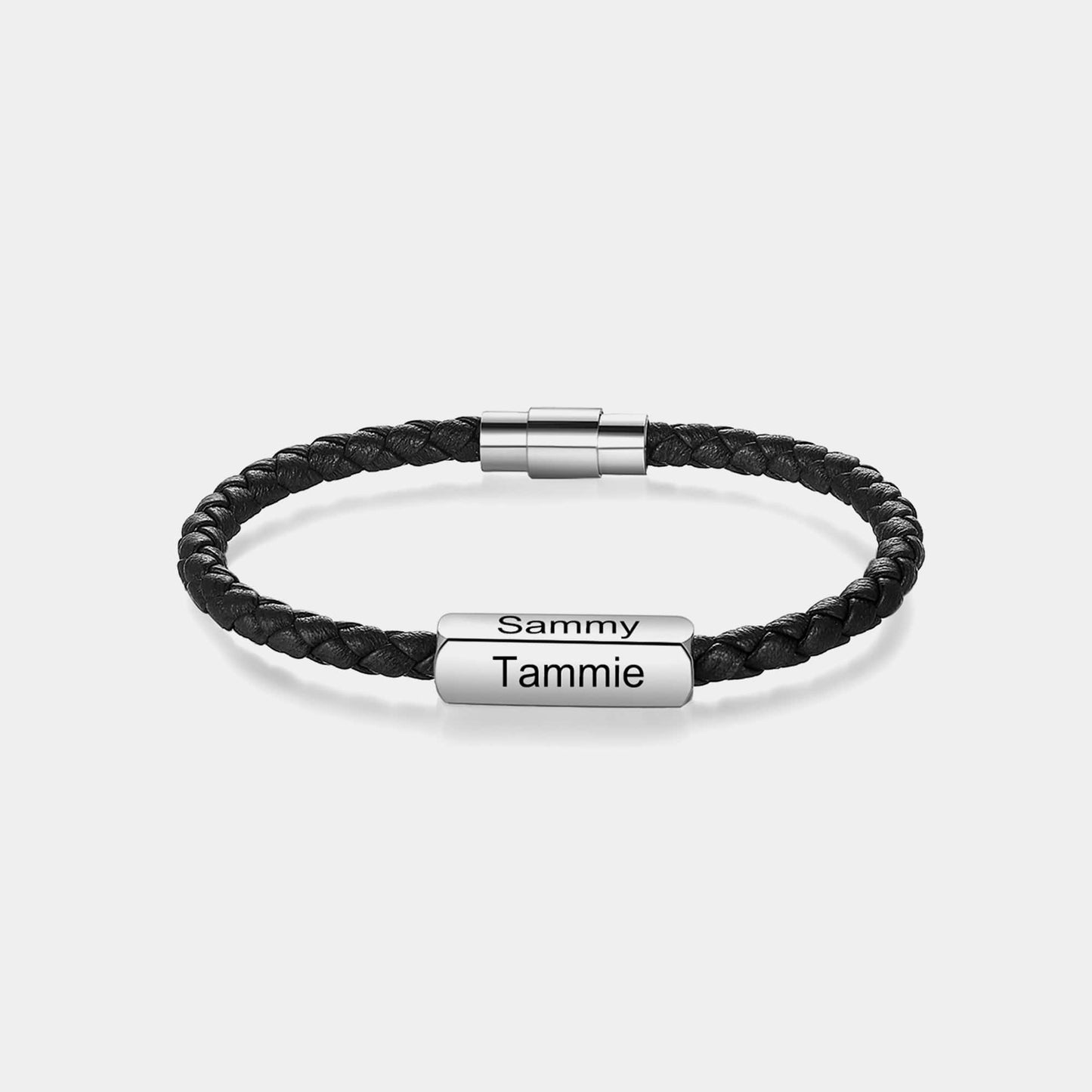 Pulsera personalizada hombre - Cuero trenzado con palabra central