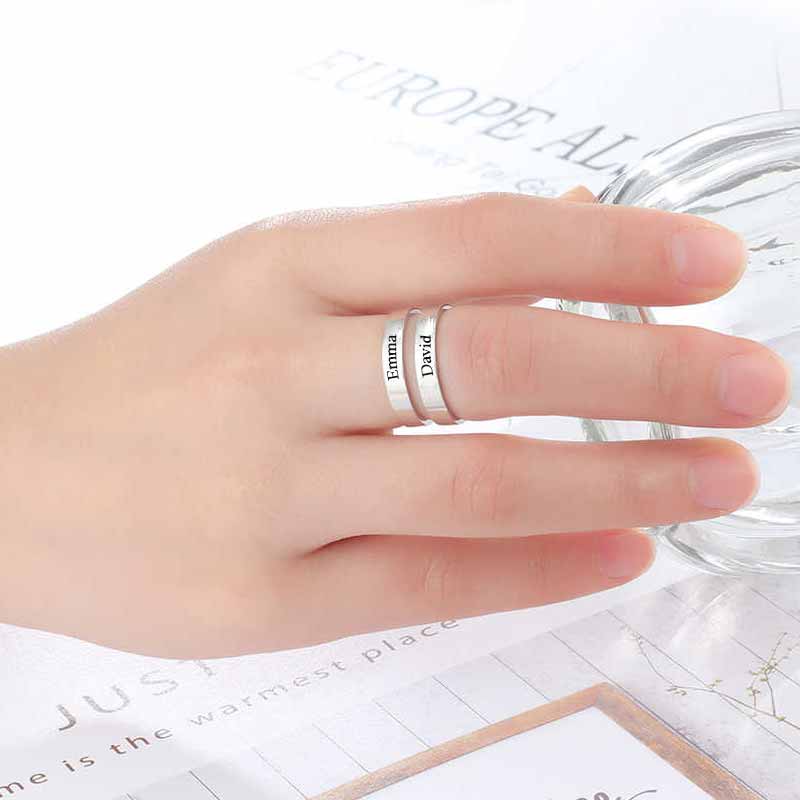 Anillo doble de plata con nombres