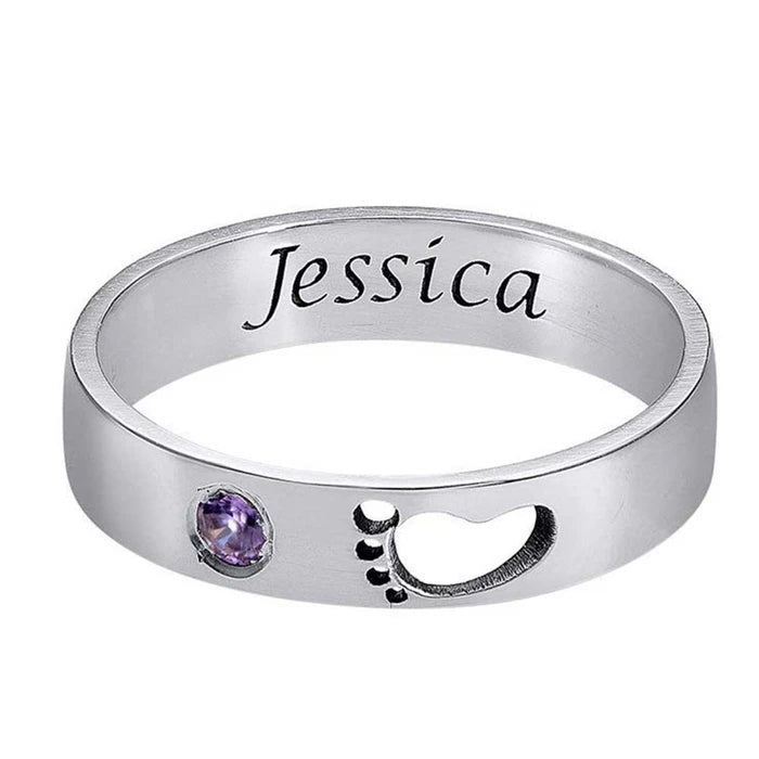 Anillo con pie de bebe de plata