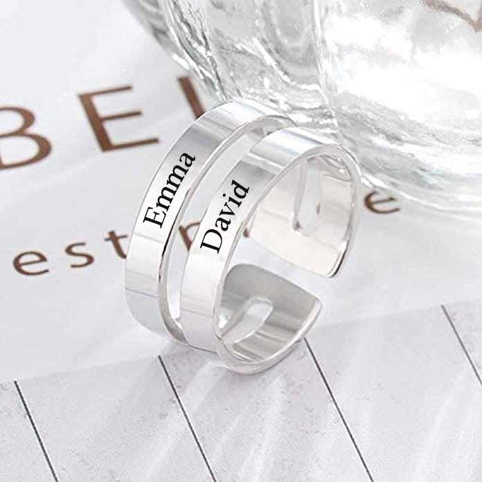 Anillo doble de plata con nombres