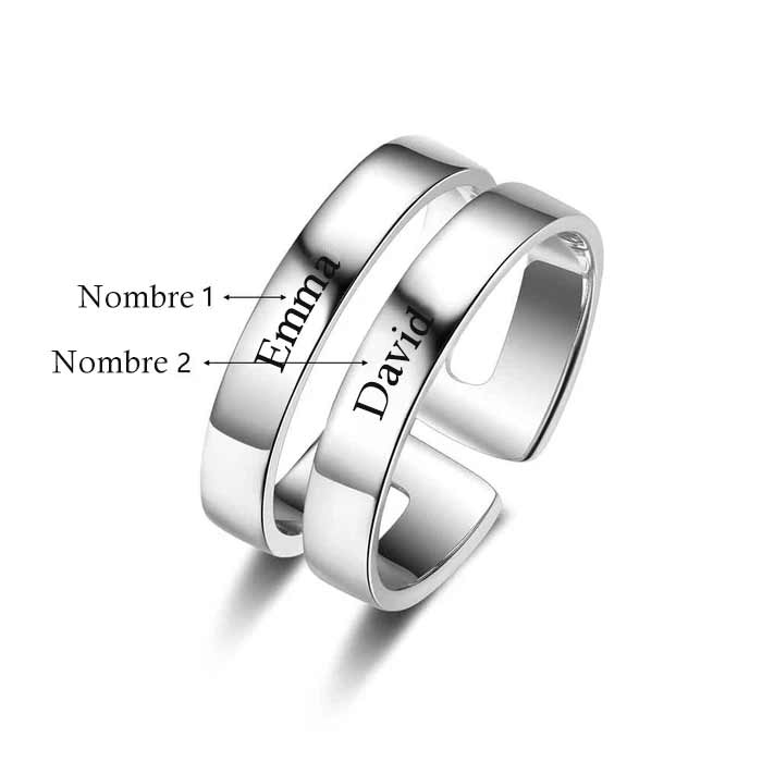 Anillo doble de plata con nombres