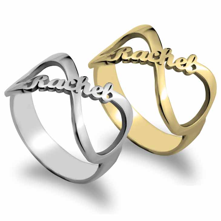 Anillo infinito con nombre de plata