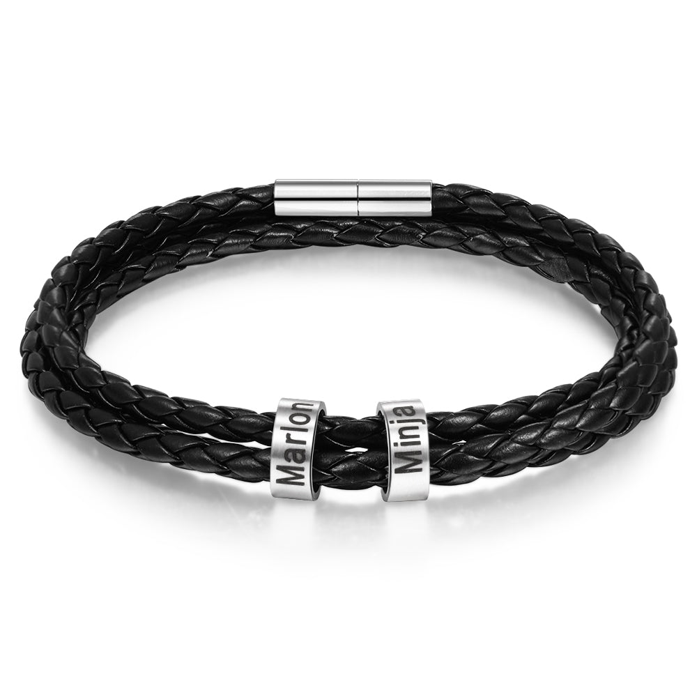 Pulsera personalizada hombre - Cuero con tres vueltas