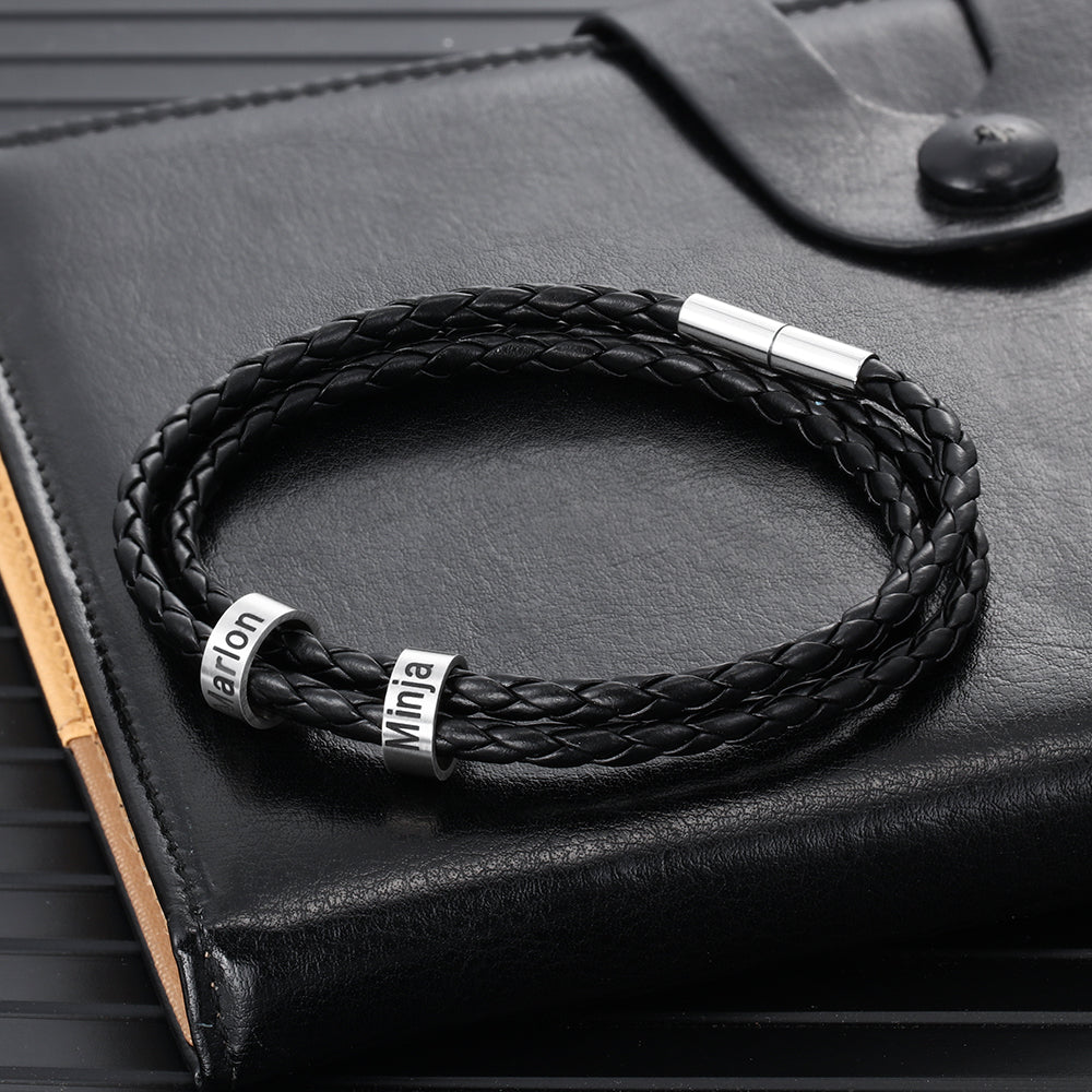 Pulsera personalizada hombre - Cuero con tres vueltas
