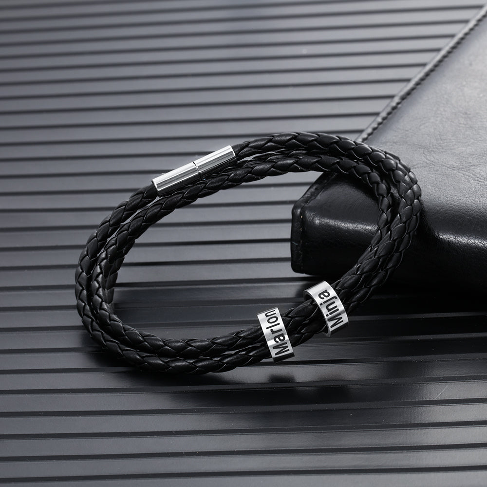 Pulsera personalizada hombre - Cuero con tres vueltas