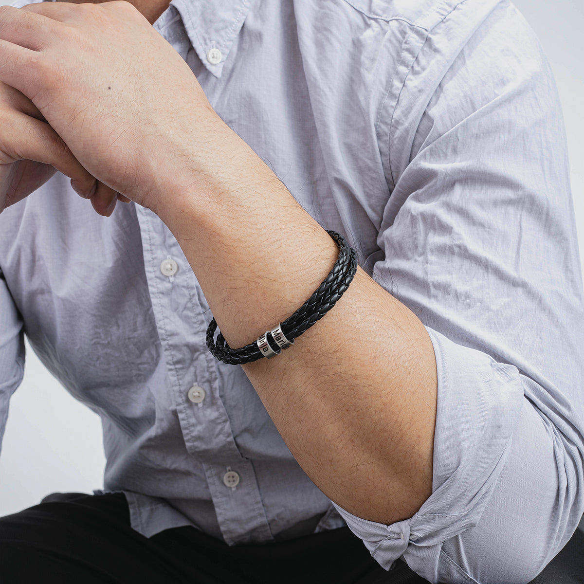 Pulsera personalizada hombre - Cuero con tres vueltas