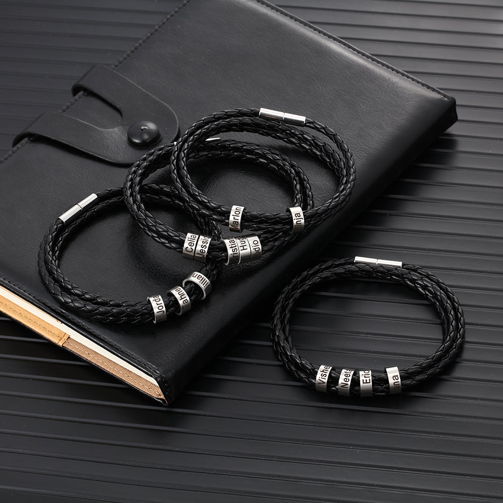 Pulsera personalizada hombre - Cuero con tres vueltas