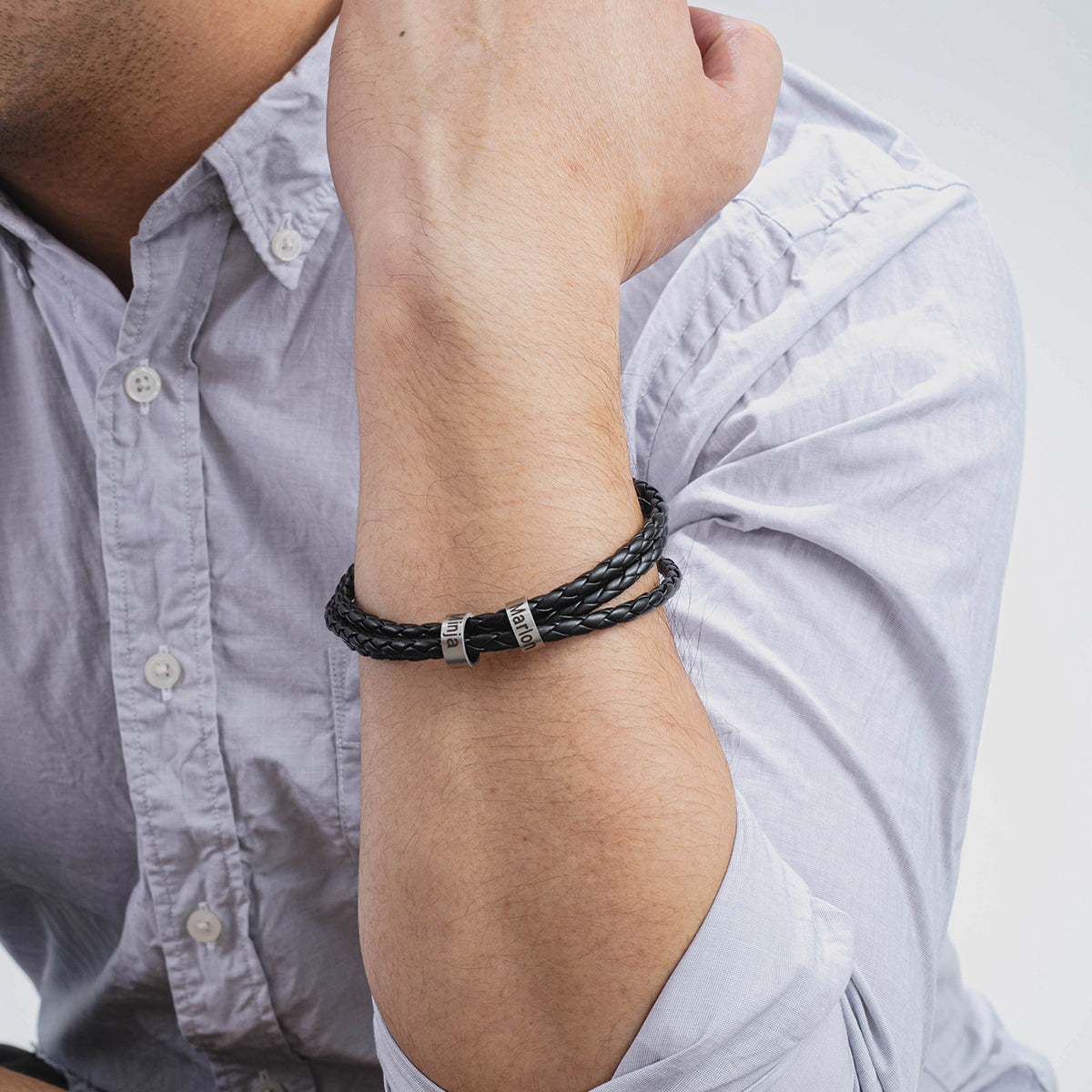 Pulsera personalizada hombre - Cuero con tres vueltas