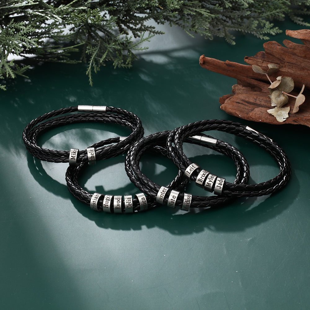 Pulsera personalizada hombre - Cuero con tres vueltas
