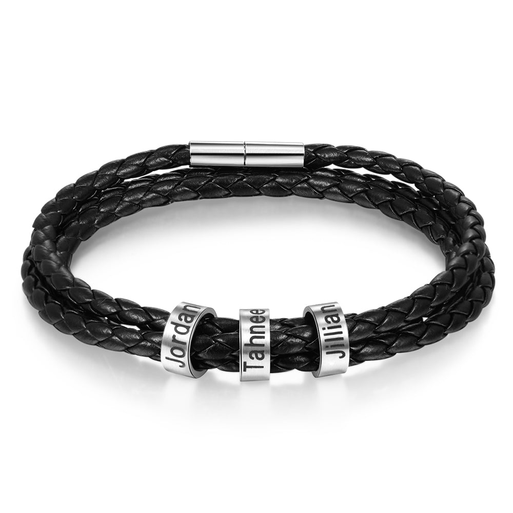 Pulsera personalizada hombre - Cuero con tres vueltas