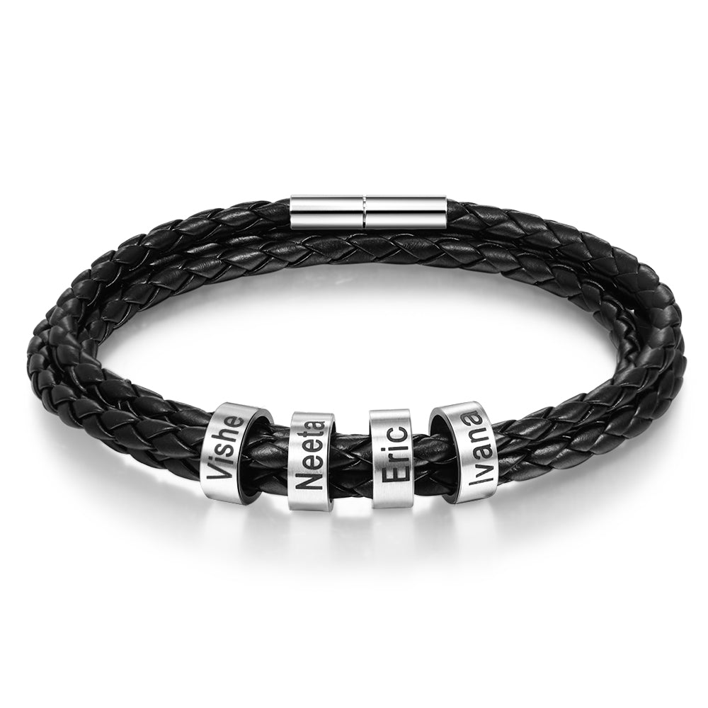 Pulsera personalizada hombre - Cuero con tres vueltas
