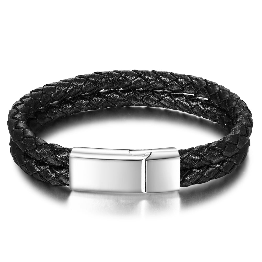 Pulsera personalizada hombre - Cuero trenzado con mensaje