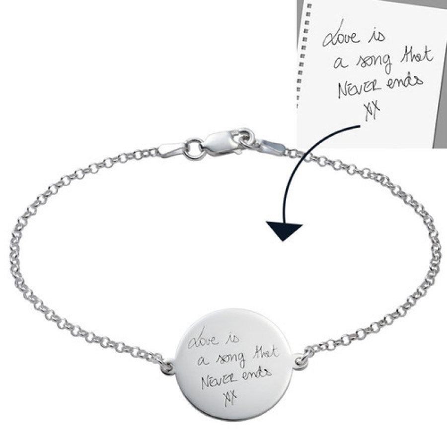 Pulsera de plata con nombre personalizado / firma / autógrafo