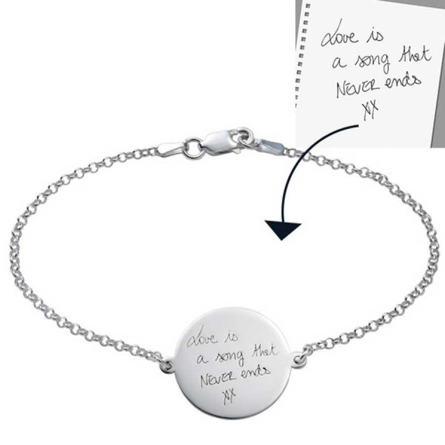Pulsera de plata con nombre personalizado / firma / autógrafo