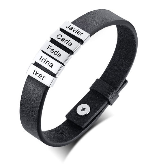Pulsera personalizada hombre - Polipiel negra