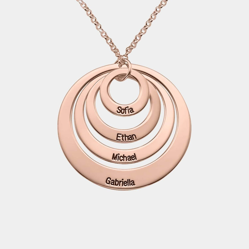 Collar de cuatro anillos con nombres | Regalo perfecto para madres