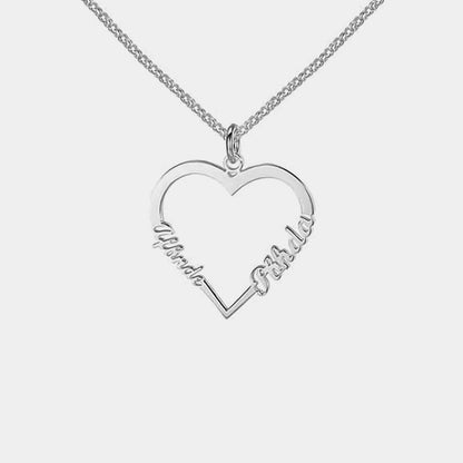 Collar corazón con dos nombres personalizados