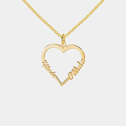 Collar corazón con dos nombres personalizados