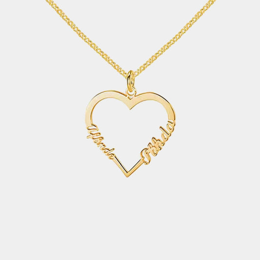 Collar corazón con dos nombres personalizados