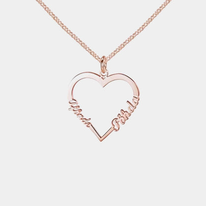 Collar corazón con dos nombres personalizados