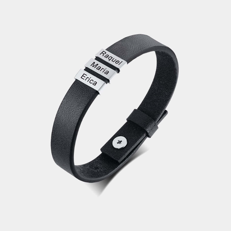 Pulsera personalizada hombre - Polipiel negra