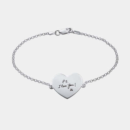 Pulsera con dibujo en corazón de plata