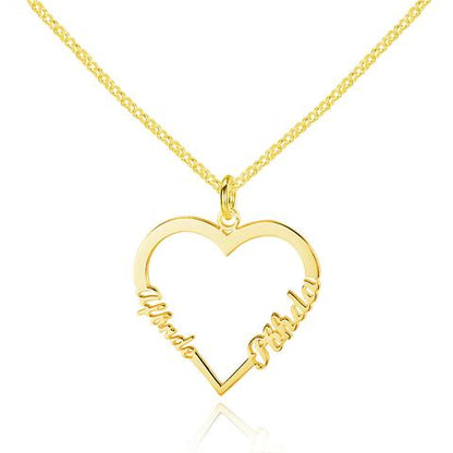Collar corazón con dos nombres personalizados