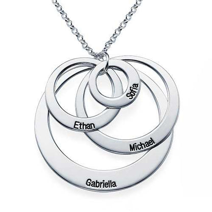 Collar de cuatro anillos con nombres | Regalo perfecto para madres