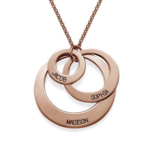 Collar de cuatro anillos con nombres | Regalo perfecto para madres