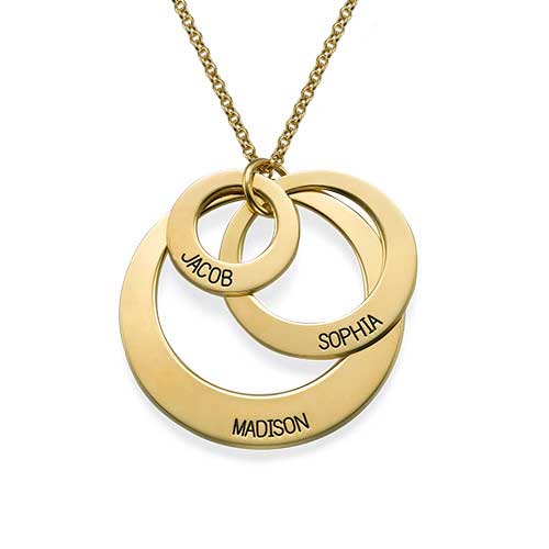 Collar de cuatro anillos con nombres | Regalo perfecto para madres