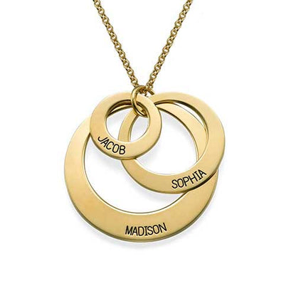 Collar de cuatro anillos con nombres | Regalo perfecto para madres