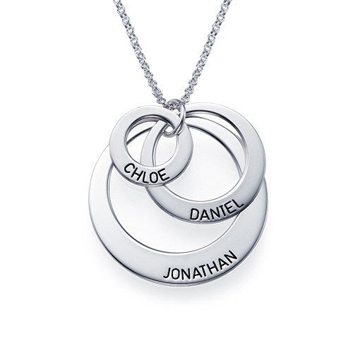 Collar de tres anillos de plata con nombres