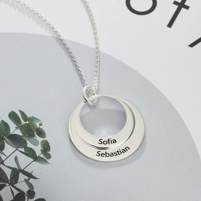 Collar de cuatro anillos con nombres | Regalo perfecto para madres