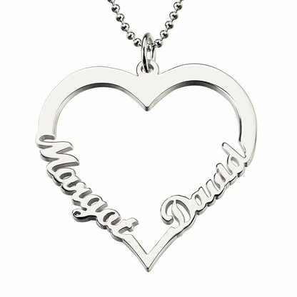 Collar corazón con dos nombres personalizados