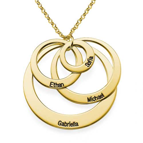 Collar de cuatro anillos con nombres | Regalo perfecto para madres
