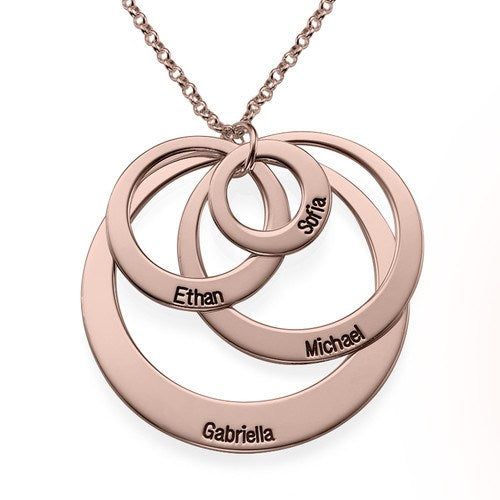 Collar de cuatro anillos con nombres | Regalo perfecto para madres