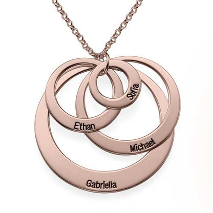Collar de tres anillos de plata con nombres